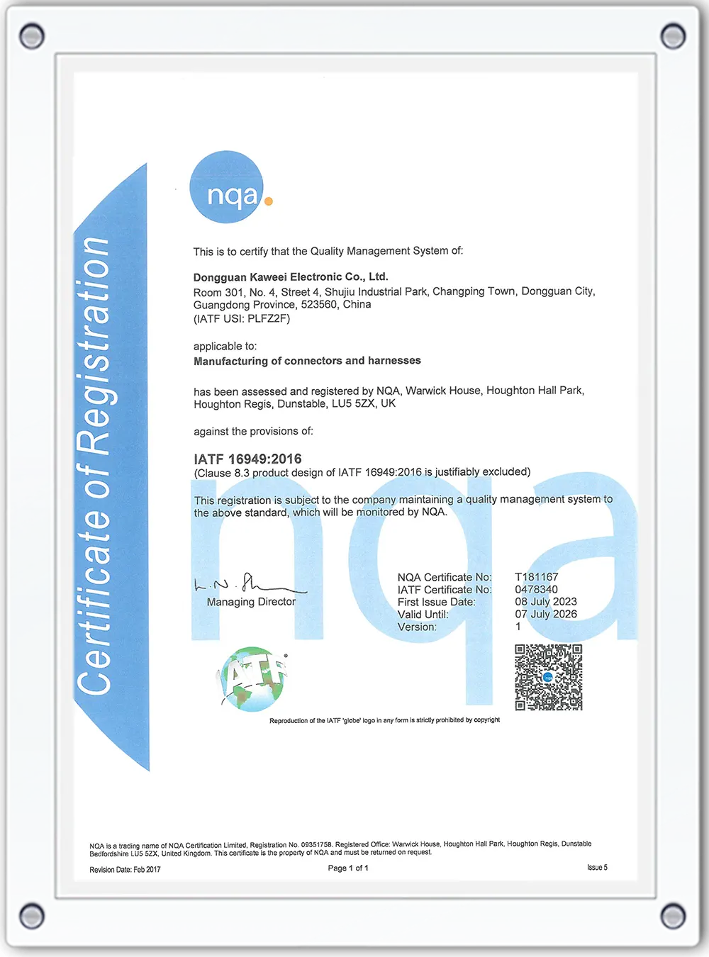IATF16949 Certificate