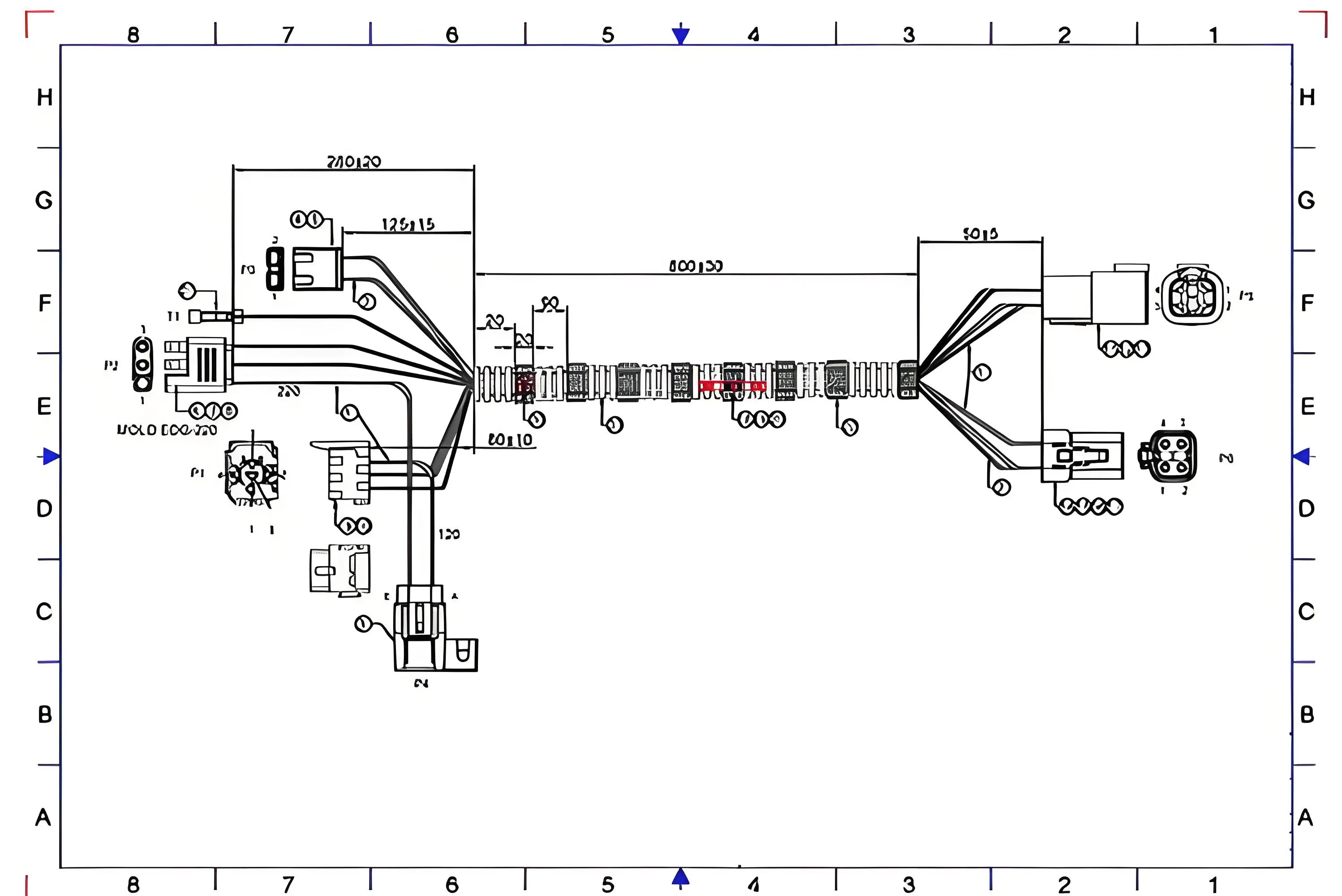 Automobile wiring harness drawing