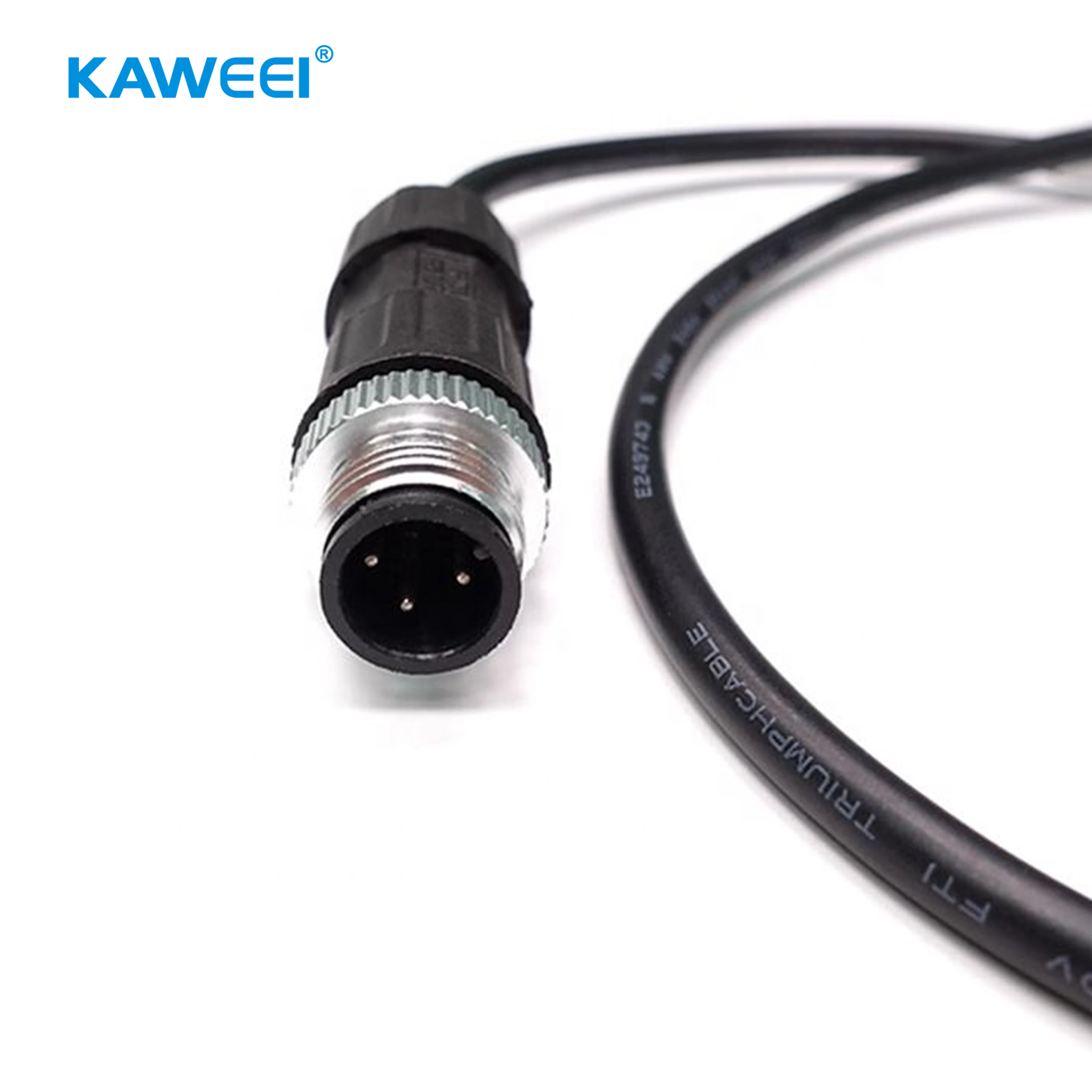 客製化 M8 公頭 3 針電纜組件 | IP67 防水感測器線束