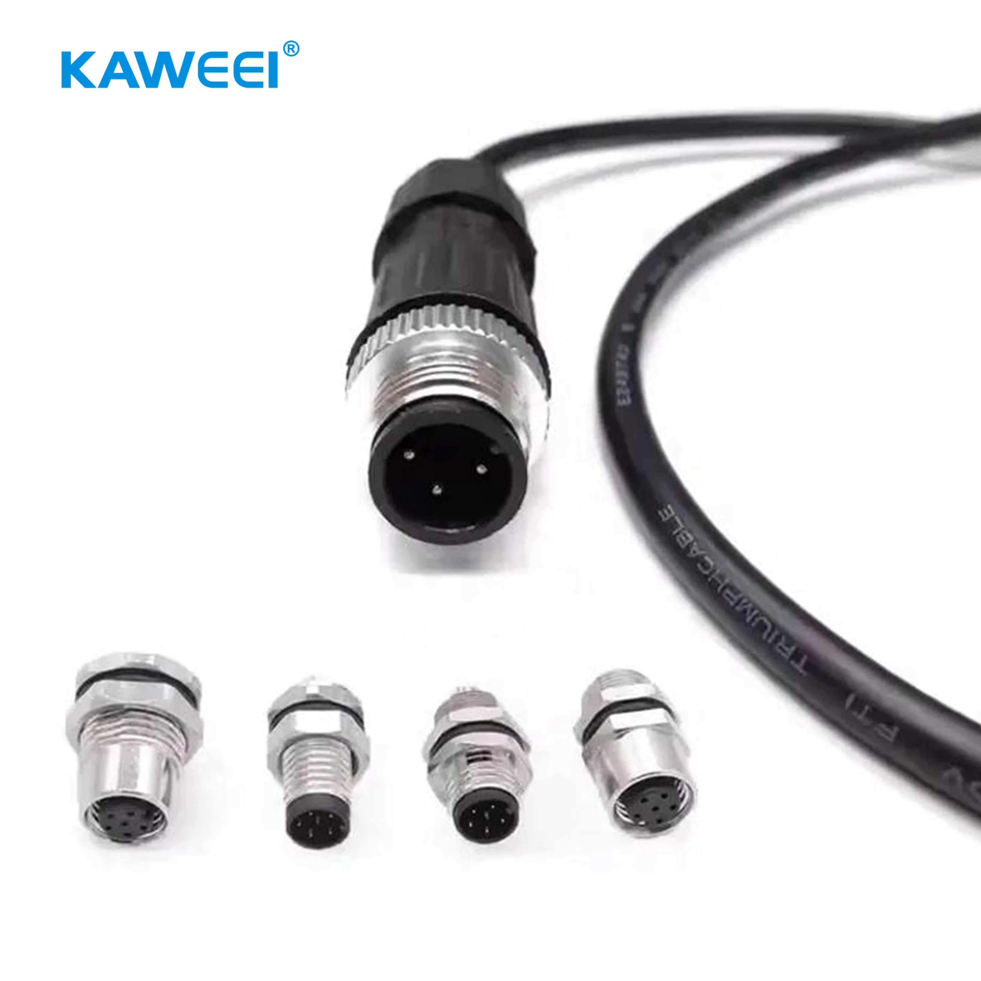 客製化 M8 公頭 3 針電纜組件 | IP67 防水感測器線束