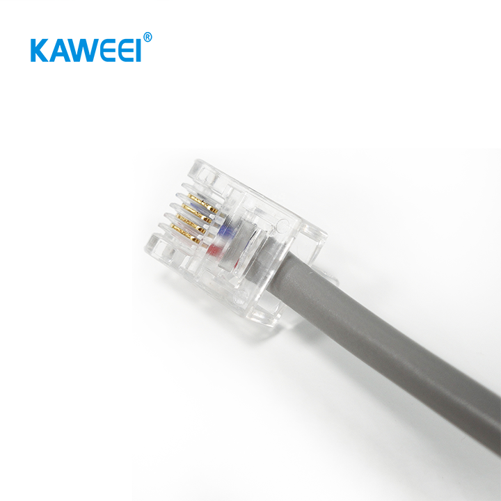 網路 6P4C RJ11 灰色電話線組件 絕緣電纜